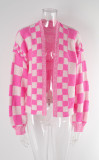 Winter fashion plaid cardigan Plus Size coat knitting cardigan coat