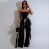 Women Strapless Top and Pants Casual Two-Piece Set