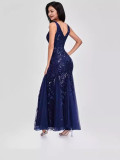 Women summer sequin v-neck evening dress