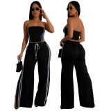 Women Strapless Top and Pants Casual Two-Piece Set