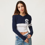 Women Letter Round Neck Casual Top