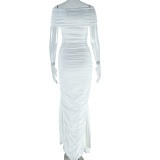 Women Solid Sexy Off Shoulder Sleeveless Slit Dress