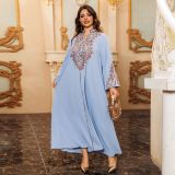 Women Muslim Elegant Embroidered Dress Robe