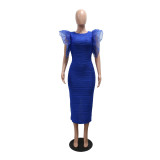 Women Summer Africa Patchwork Ruffle Sleeve Dress