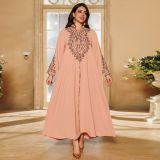 Women Muslim Elegant Embroidered Dress Robe