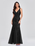 Women summer sequin v-neck evening dress