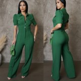 Women Style Patchwork short sleeve Jumpsuit