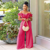 Women Off Shoulder Ruffle Solid Jumpsuit