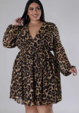 Plus Size Women solid long sleeve Dress