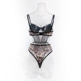 Women sexy lace patchwork leopard print sexy lingerie