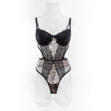 Women sexy lace patchwork leopard print sexy lingerie