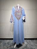 Women Muslim Elegant Embroidered Dress Robe