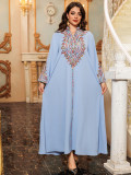 Women Muslim Elegant Embroidered Dress Robe