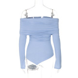 Women off-shoulder long-sleeved pleated irregular top