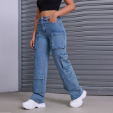 Street Pocket Washed Fashion Denim Pants