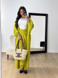 Autumn And Winter Solid Color Lantern Sleeve Lace-Up Robe Coat