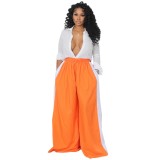 Fashion Casual Color Matching Wide-Leg Pants Women's Clothing