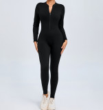 Zipper Long-Sleeved Yoga Jumpsuit Outdoor Wear Fitness Sports Tight Fitting Clothes