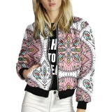 Autumn Women's Casual Print Zipper Short Jacket For Women