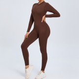 Zipper Long-Sleeved Yoga Jumpsuit Outdoor Wear Fitness Sports Tight Fitting Clothes