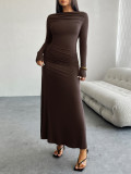 Autumn And Winter Women's Chic Solid Color Long Sleeve Slim Dress