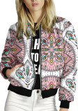 Autumn Women's Casual Print Zipper Short Jacket For Women