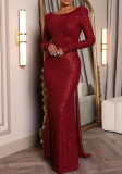 Plus Size Women's Round Neck Solid Color Long Dress