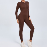 Zipper Long-Sleeved Yoga Jumpsuit Outdoor Wear Fitness Sports Tight Fitting Clothes