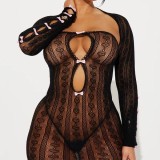 Women's Clothing Sexy Hollow See-Through Mesh Sexy Dress