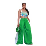 Fashion Casual Color Matching Wide-Leg Pants Women's Clothing