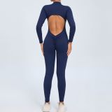 Zipper Long-Sleeved Yoga Jumpsuit Outdoor Wear Fitness Sports Tight Fitting Clothes