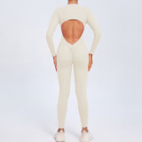 Zipper Long-Sleeved Yoga Jumpsuit Outdoor Wear Fitness Sports Tight Fitting Clothes