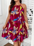 Plus Size Women's Clothing Printed Strap Casual Loose Dress