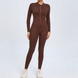 Zipper Long-Sleeved Yoga Jumpsuit Outdoor Wear Fitness Sports Tight Fitting Clothes