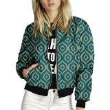 Autumn Women's Casual Print Zipper Short Jacket For Women