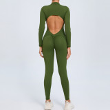 Zipper Long-Sleeved Yoga Jumpsuit Outdoor Wear Fitness Sports Tight Fitting Clothes