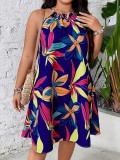 Plus Size Women's Clothing Printed Strap Casual Loose Dress