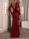 Plus Size Women's Round Neck Solid Color Long Dress