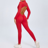 Zipper Long-Sleeved Yoga Jumpsuit Outdoor Wear Fitness Sports Tight Fitting Clothes