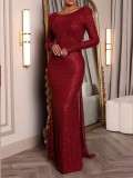 Plus Size Women's Round Neck Solid Color Long Dress