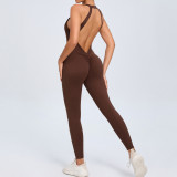 Women Low Back Sports Quick-Drying One-Piece Fitness Yoga Jumpsuit