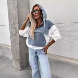 Autumn Fashion Loose Casual Denim Patchwork Hooded Women Hoodies