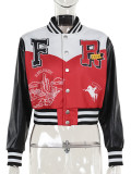 Autumn Trend Print Baseball Jacket For Women