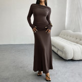 Autumn And Winter Women's Chic Solid Color Long Sleeve Slim Dress