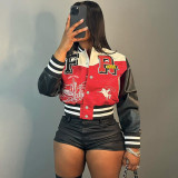 Autumn Trend Print Baseball Jacket For Women