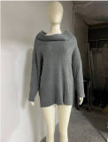 Spring And Autumn Off Shoulder Loose Casual Knitting Shirt Long Sleeve Sweater