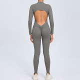 Zipper Long-Sleeved Yoga Jumpsuit Outdoor Wear Fitness Sports Tight Fitting Clothes