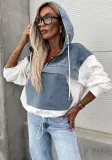 Autumn Fashion Loose Casual Denim Patchwork Hooded Women Hoodies