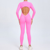 Zipper Long-Sleeved Yoga Jumpsuit Outdoor Wear Fitness Sports Tight Fitting Clothes