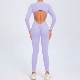 Zipper Long-Sleeved Yoga Jumpsuit Outdoor Wear Fitness Sports Tight Fitting Clothes